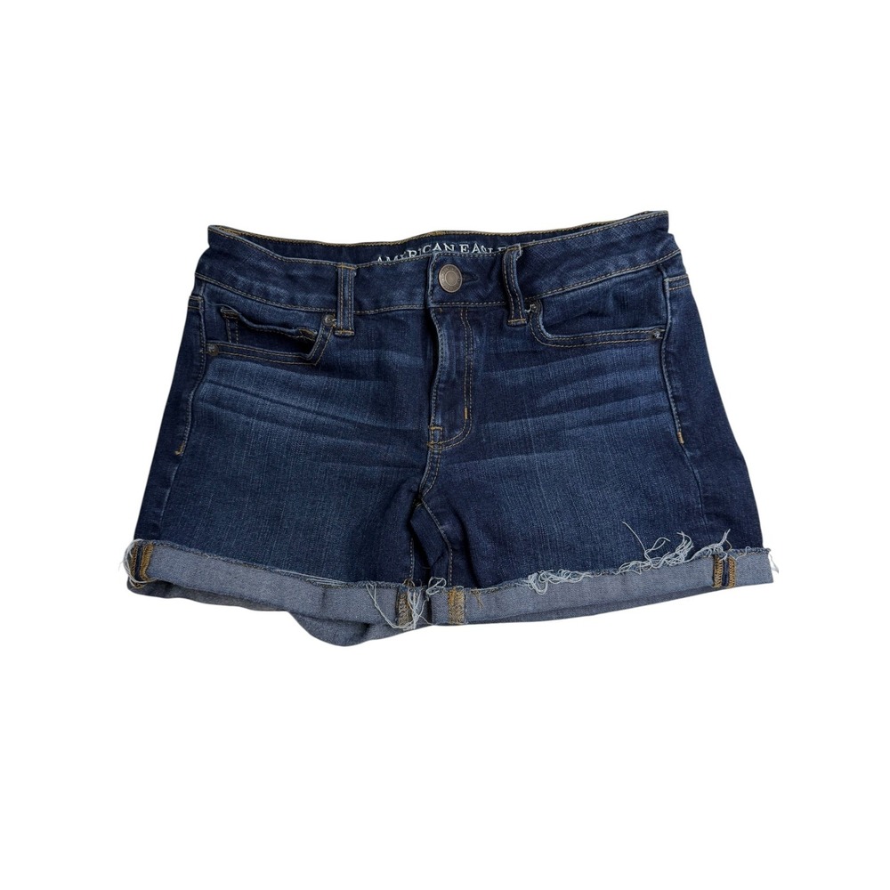 American Eagle Outfitters 360 Super Stretch Dark Blue Jean Shorts Size 4
